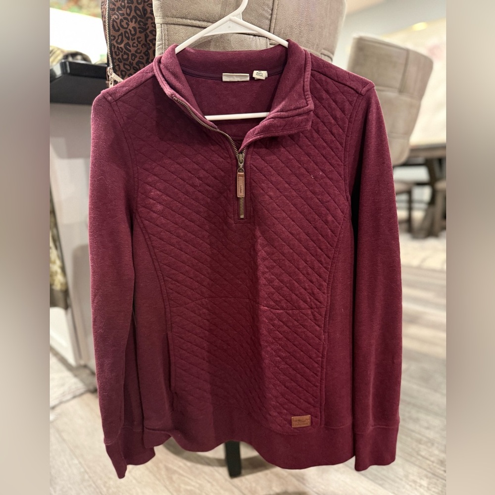 L.L. Bean Women's Maroon Quilted Cowl Sweater